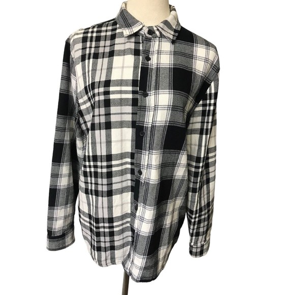 Zara Womens Black White Plaid Flannel Shacket Oversized Relaxed Fit Button Up S - Picture 1 of 10